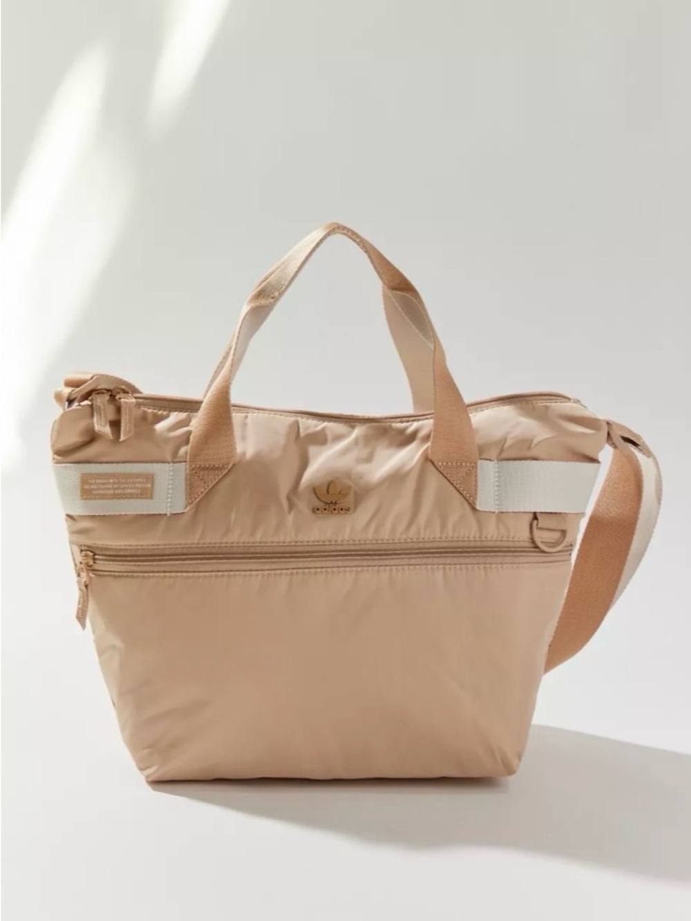 Adidas Originals Neutral beige/tan Puffer Tote Crossbody Bag Athleisure Purse